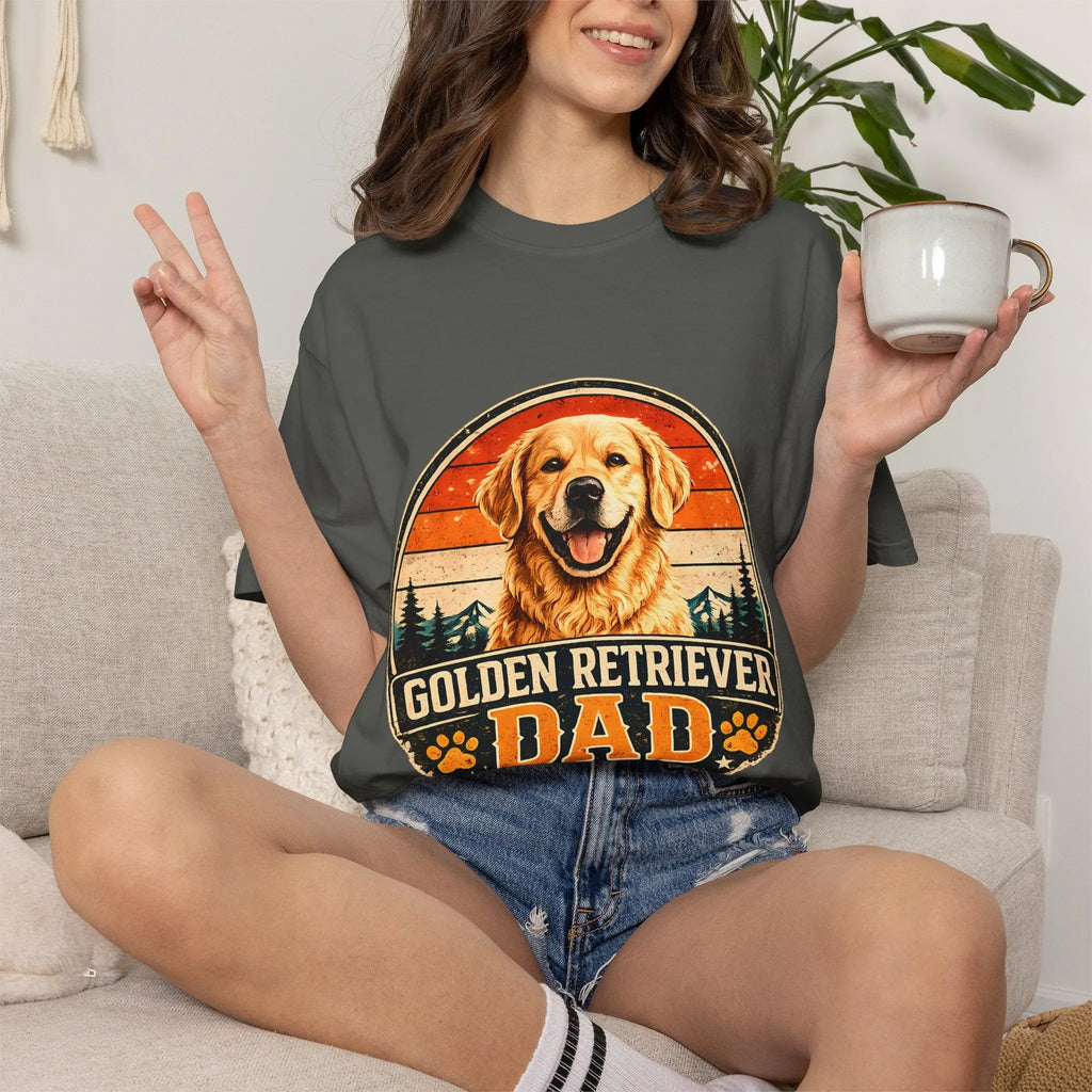 Golden Retriever Dad T-Shirt — Vintage Paw Print Dog Dad Tee