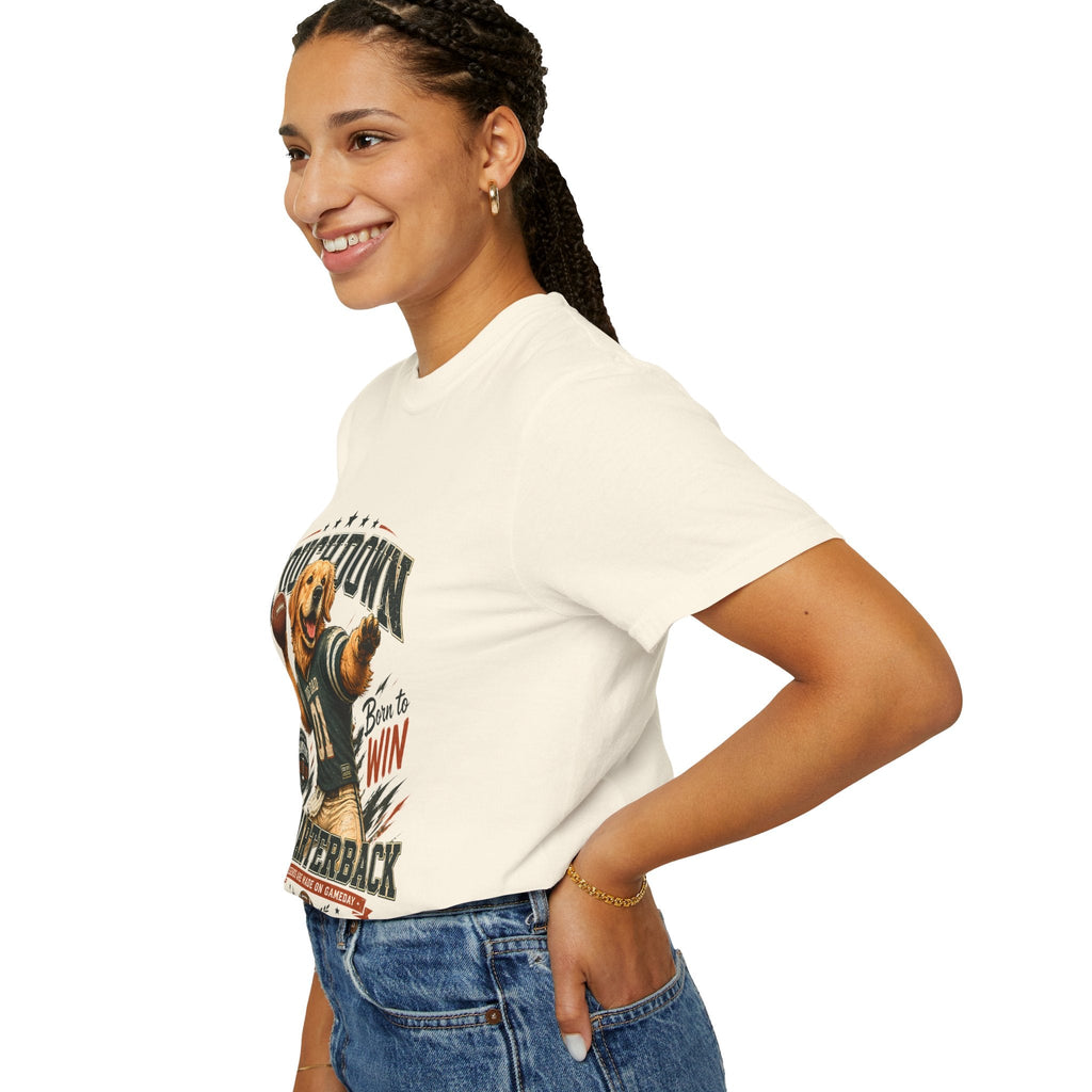 Touchdown Quarterback T-Shirt — Cute Golden Retriever Football Tee (Born to Win) Printify