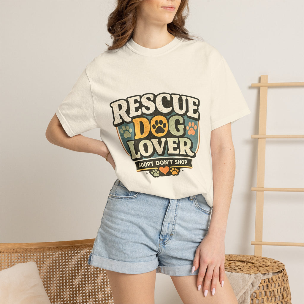 Rescue Dog Lover T-Shirt — "Adopt Don't Shop" Paw Print Tee Printify