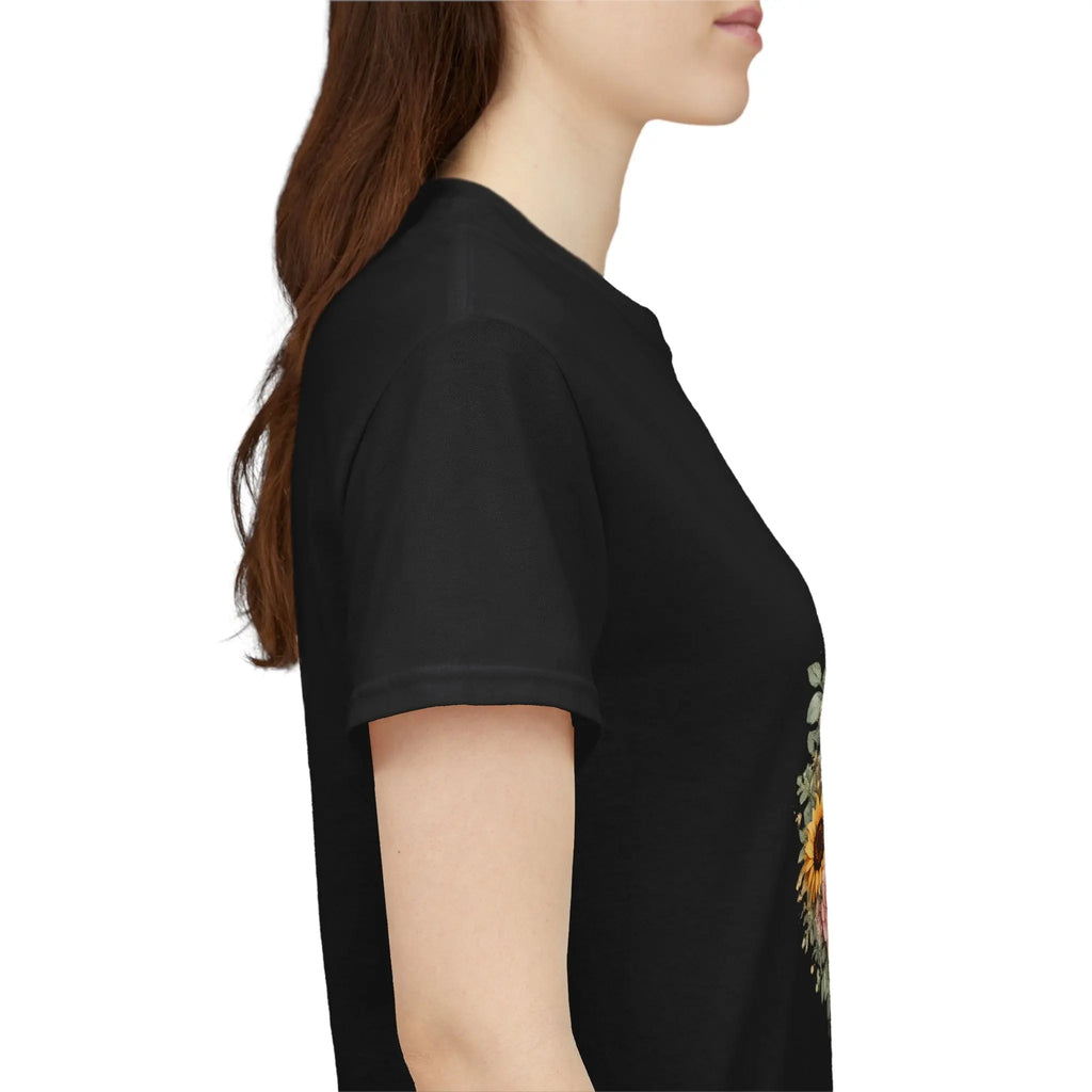 Golden Retriever Floral Tee — Happy Dog with Sunflowers & Roses Printify