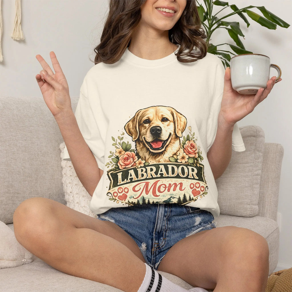 Labrador Mom T-Shirt — Floral Retriever Graphic Tee for Dog Lovers