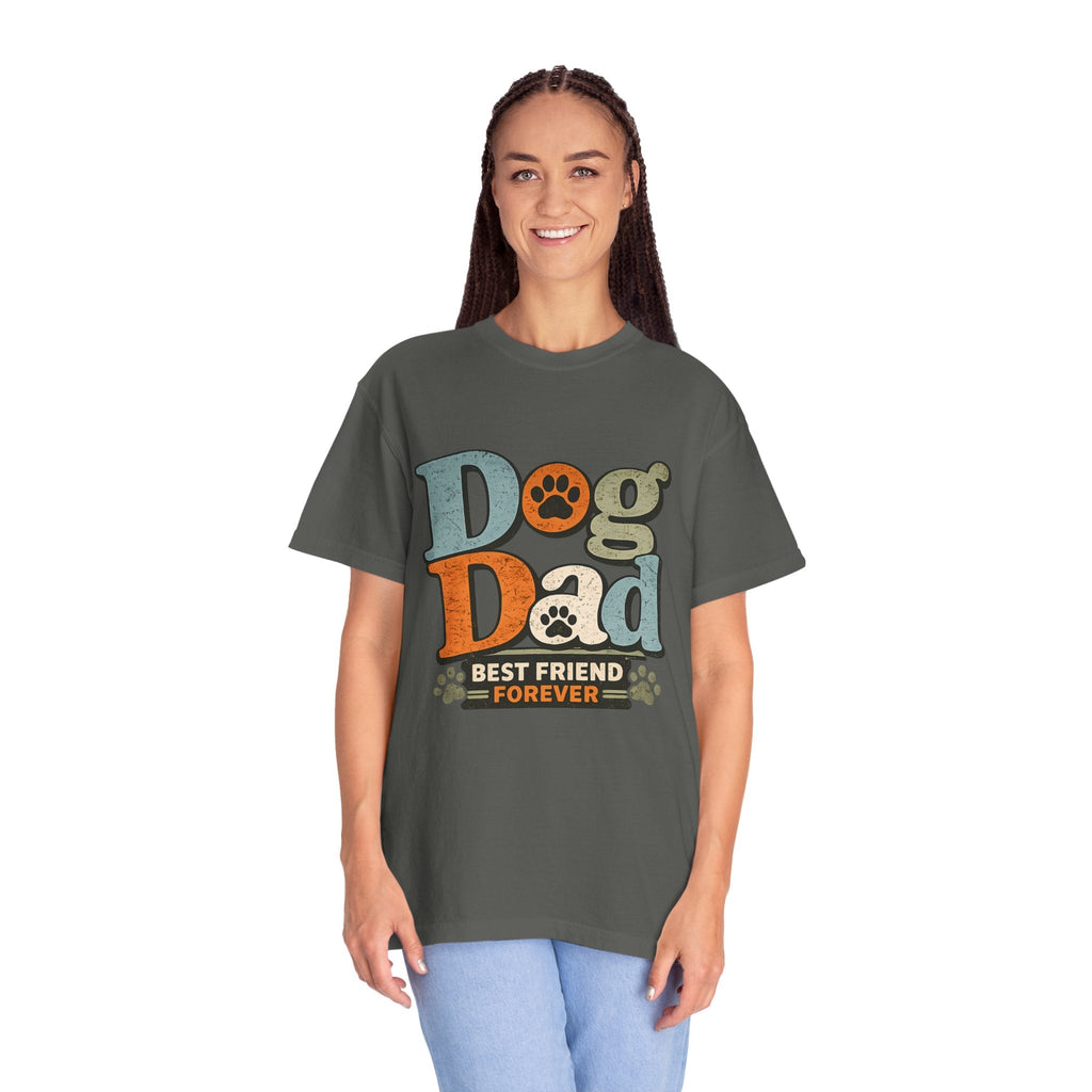 Dog Dad T-Shirt — "Best Friend Forever" Vintage Paw Print Tee Printify