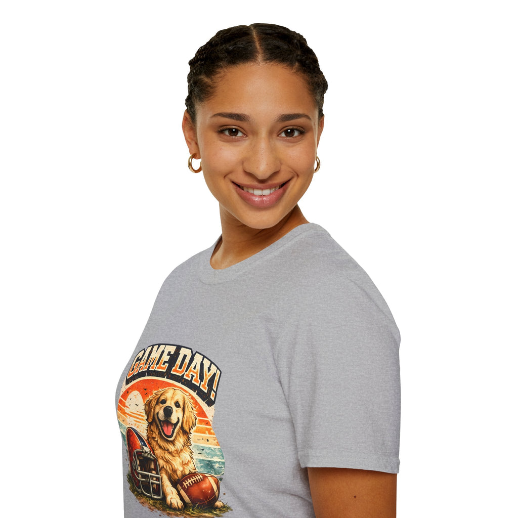 Game Day T-Shirt — Retro Golden Retriever Football Tee Printify
