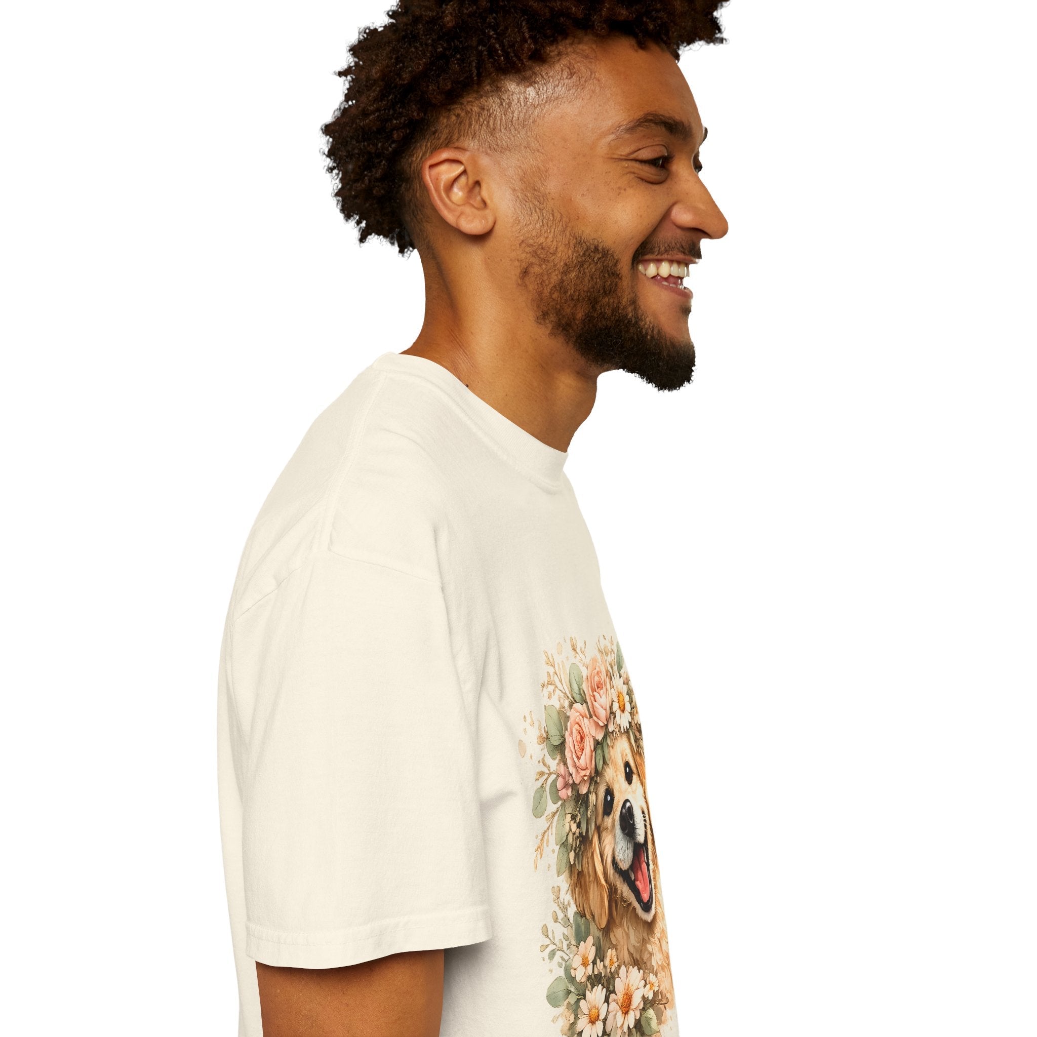 Golden Retriever Floral Crown T-Shirt — Cute Dog Tee for Pet Lovers Printify