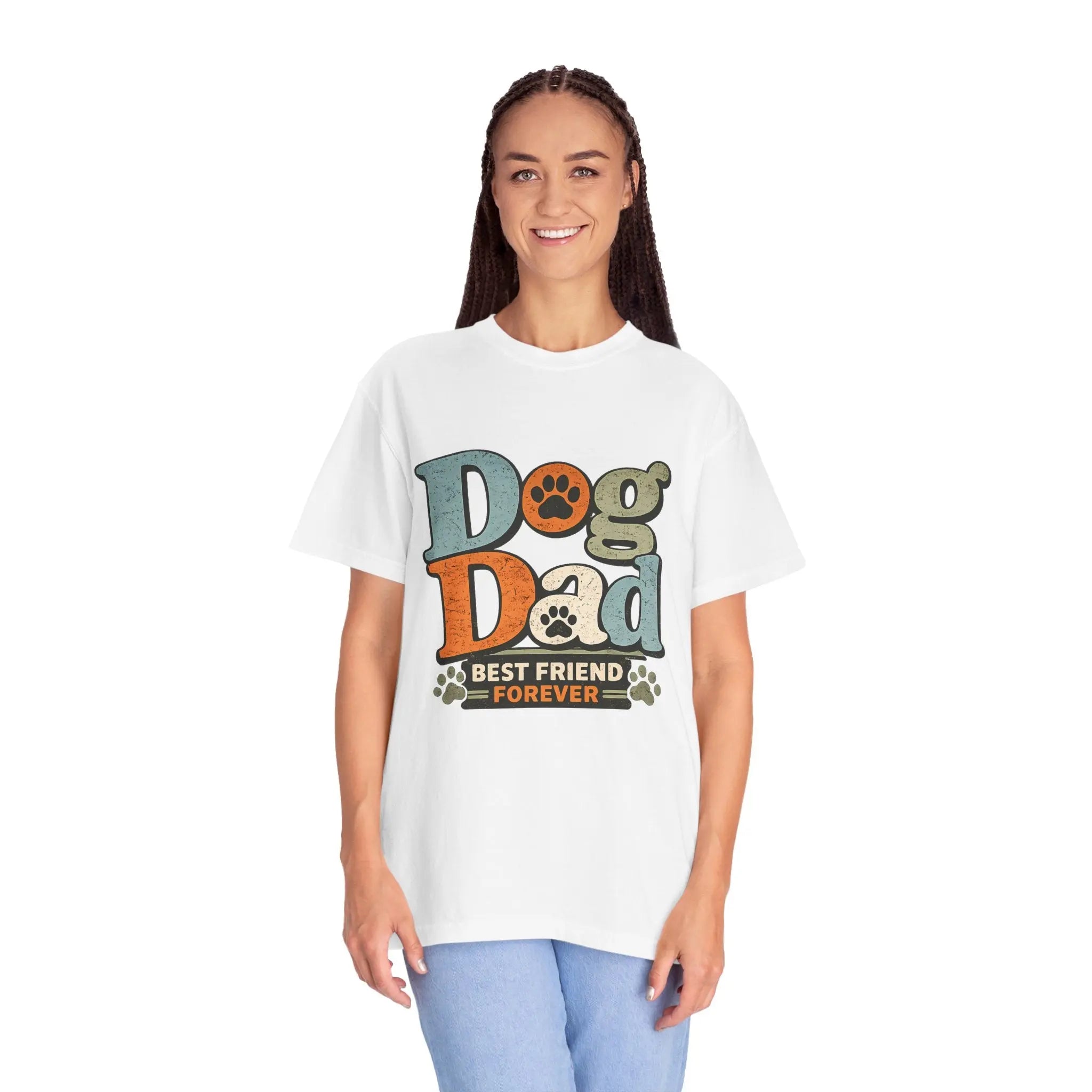 Dog Dad T-Shirt — "Best Friend Forever" Vintage Paw Print Tee Printify