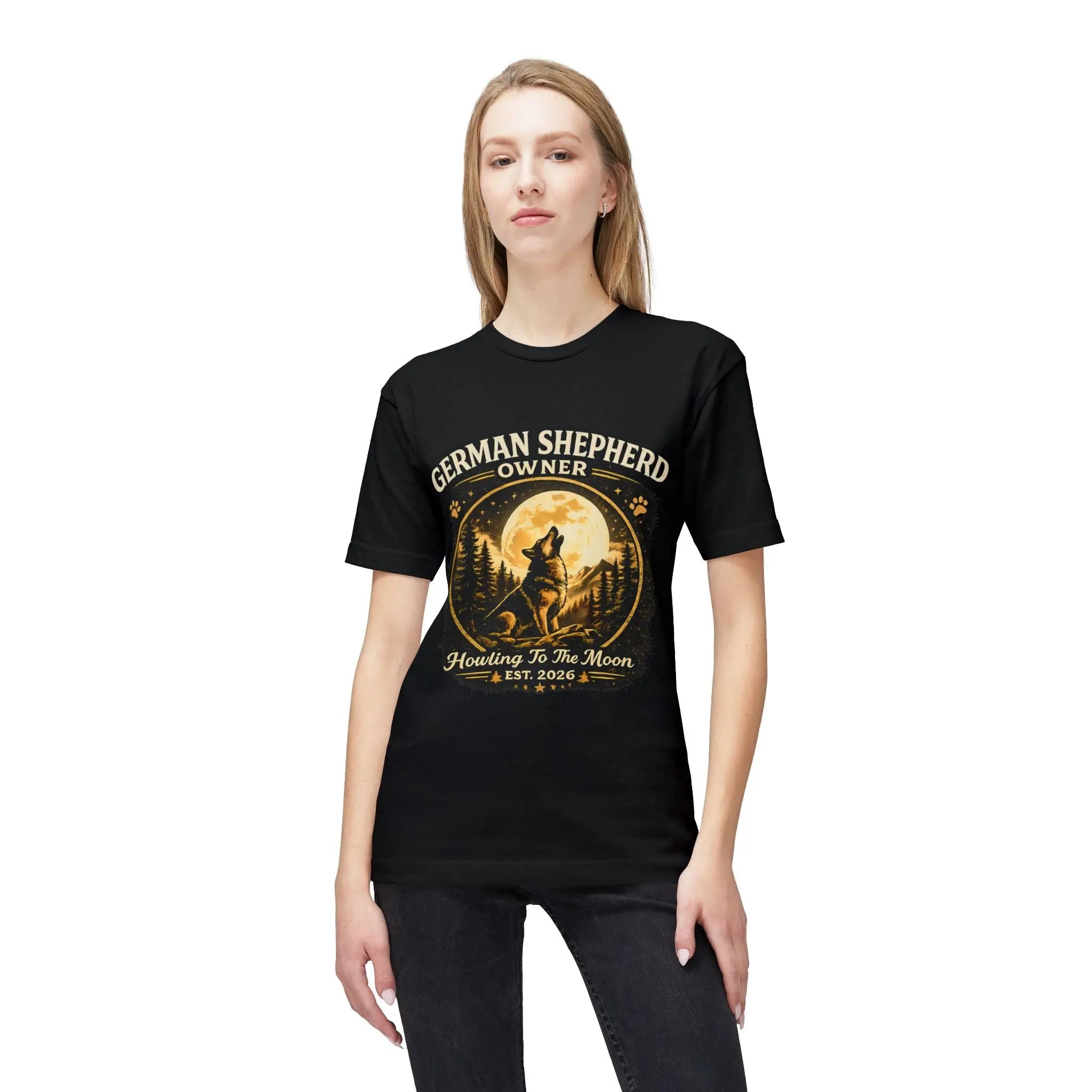 Howling to the Moon German Shepherd T-Shirt — Dog Owner Gift Printify