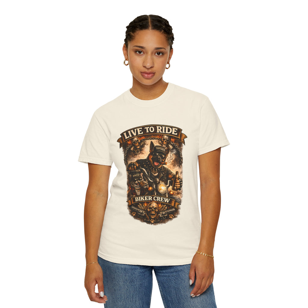 Live to Ride Biker Crew T-Shirt - Motorcycle Club Graphic Tee