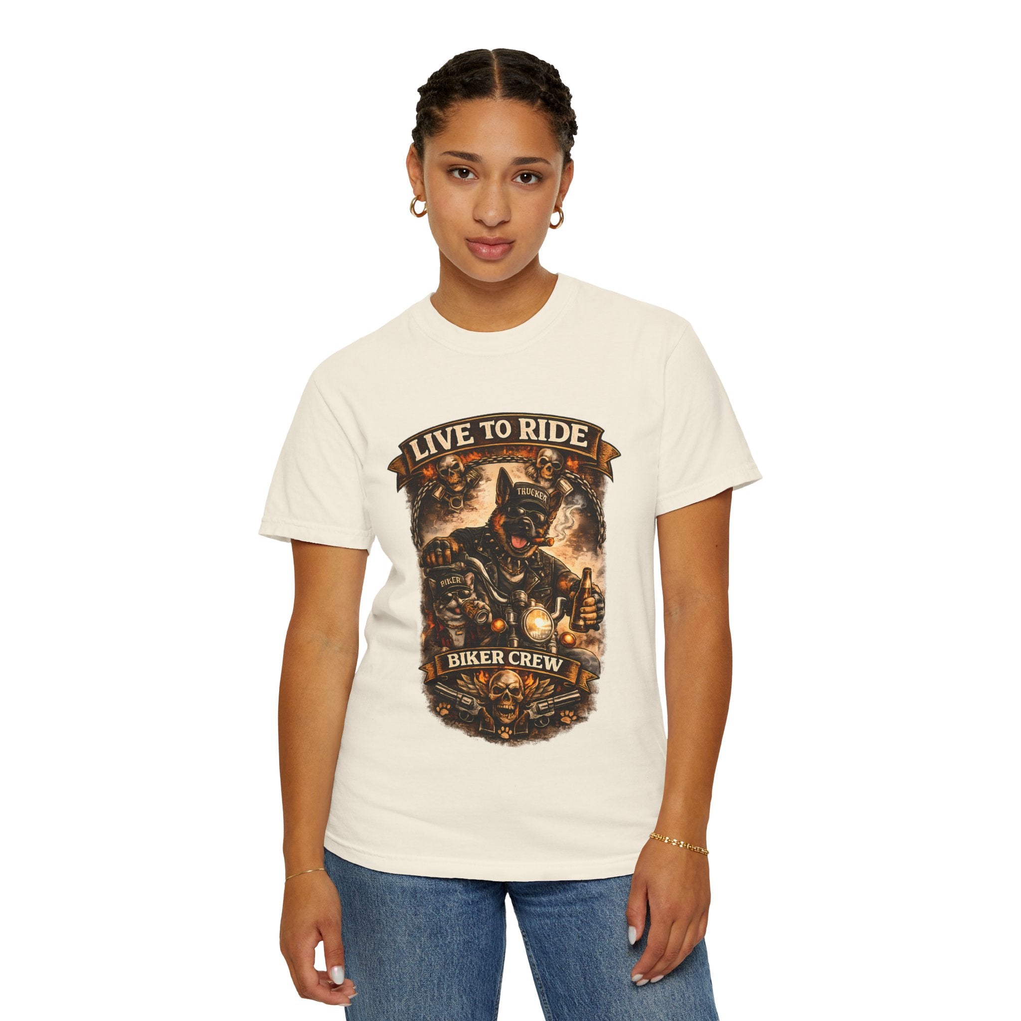 Live to Ride Biker Crew T-Shirt - Motorcycle Club Graphic Tee