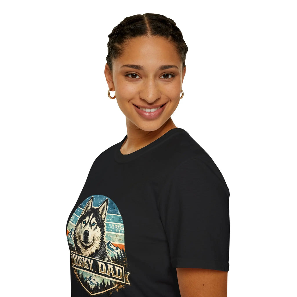 Husky Dad T-Shirt — Retro Siberian Husky Graphic Tee for Dog Lovers