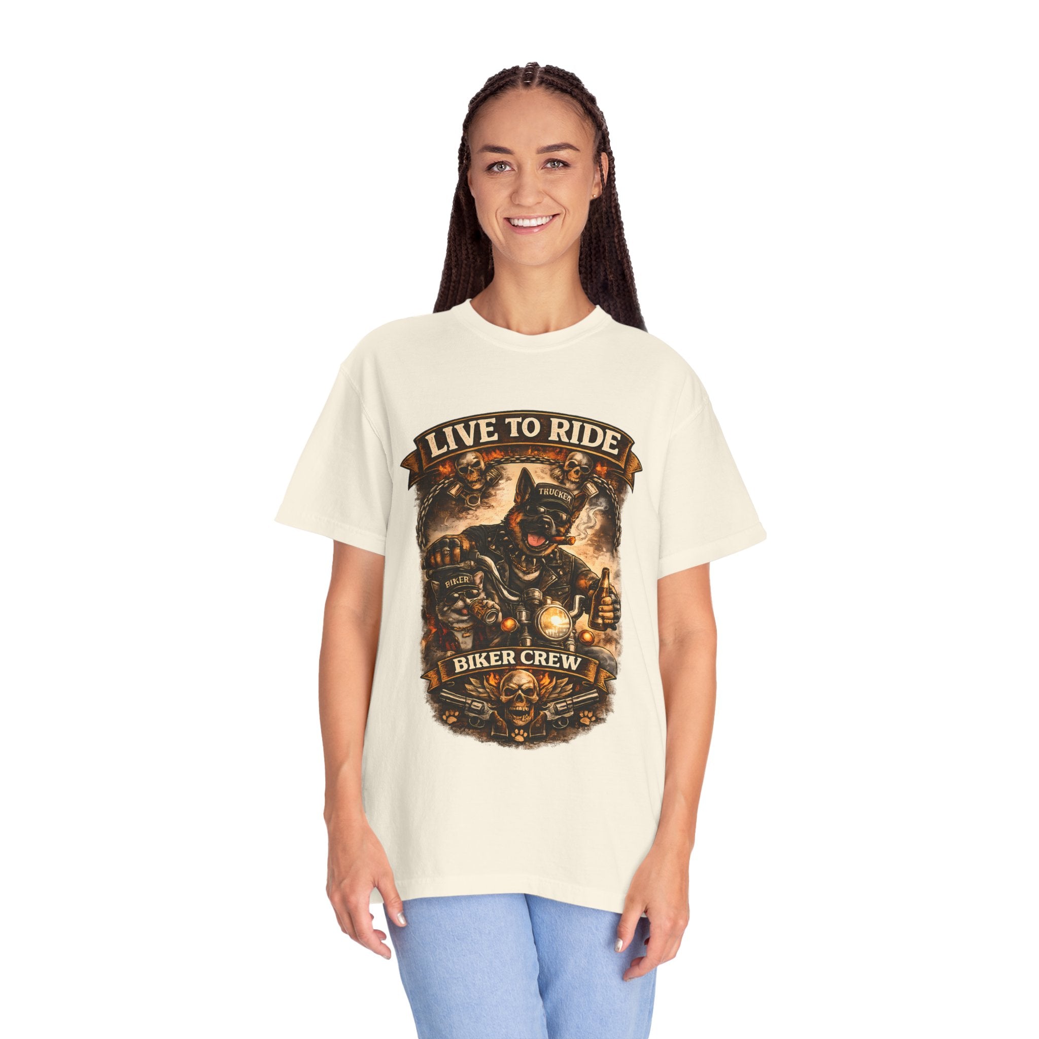Live to Ride Biker Crew T-Shirt - Motorcycle Club Graphic Tee