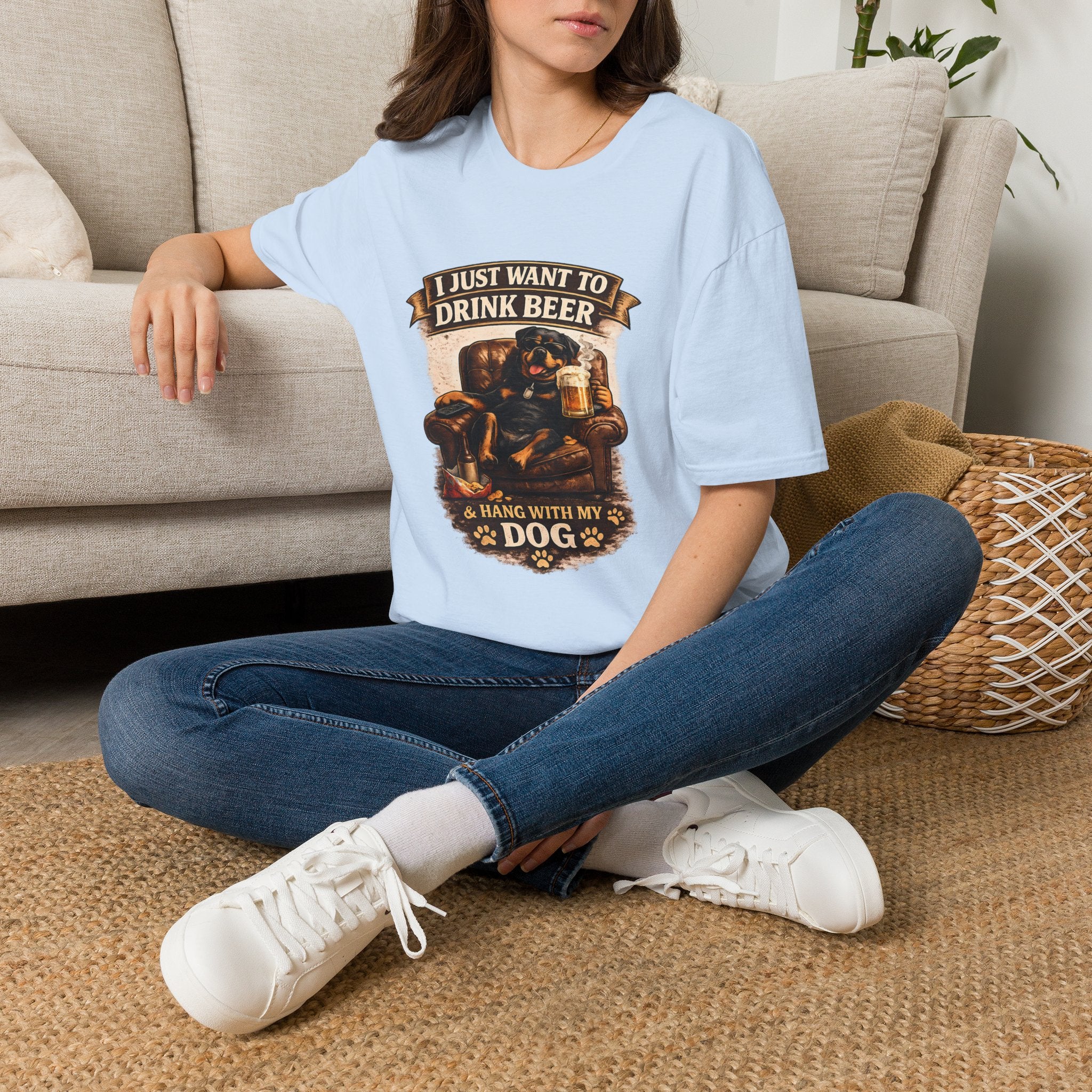 Beer & Dog T-Shirt — "I Just Want to Drink Beer & Hang With My Dog" Graphic Tee
