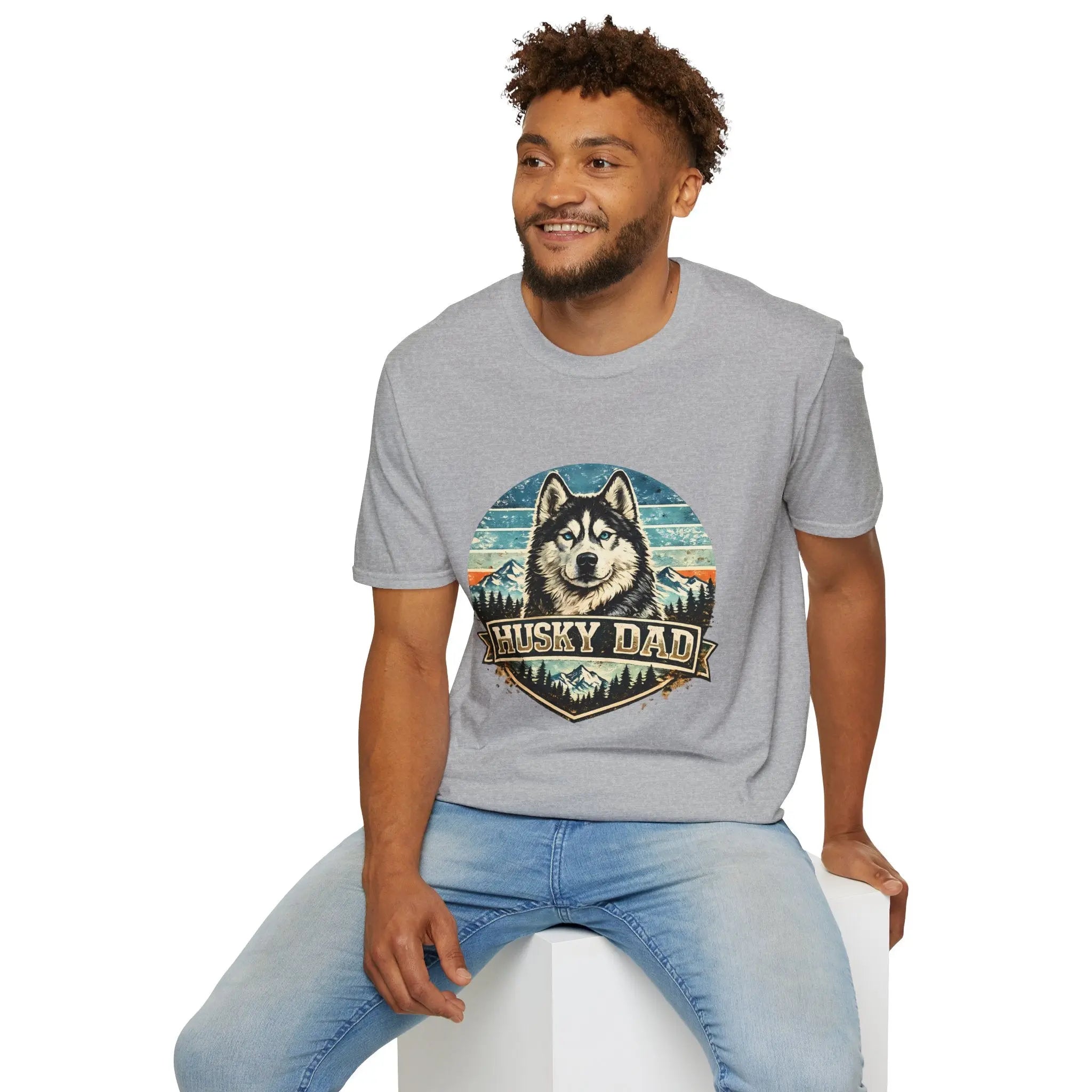 Husky Dad T-Shirt — Retro Siberian Husky Graphic Tee for Dog Lovers