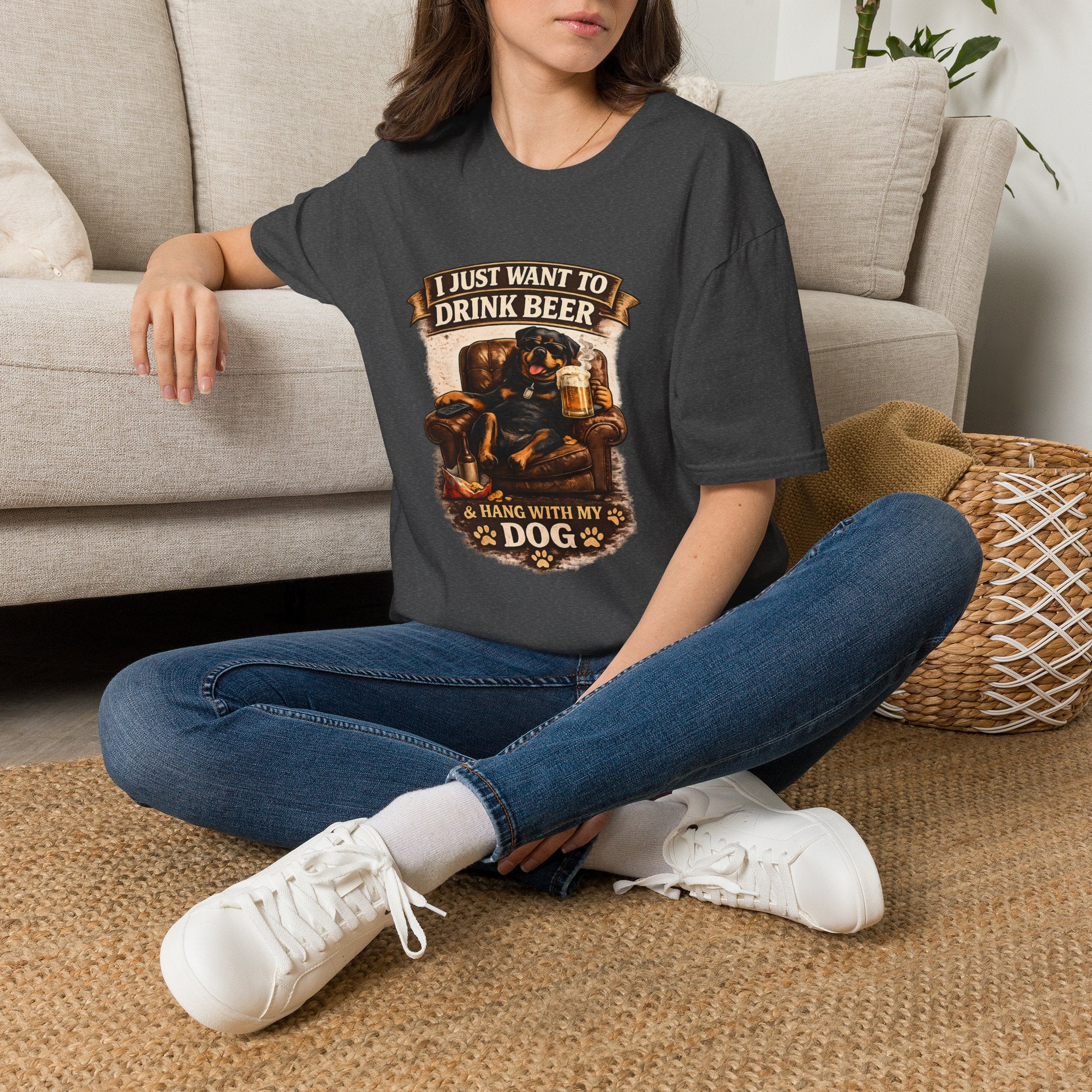 Beer & Dog T-Shirt — "I Just Want to Drink Beer & Hang With My Dog" Graphic Tee