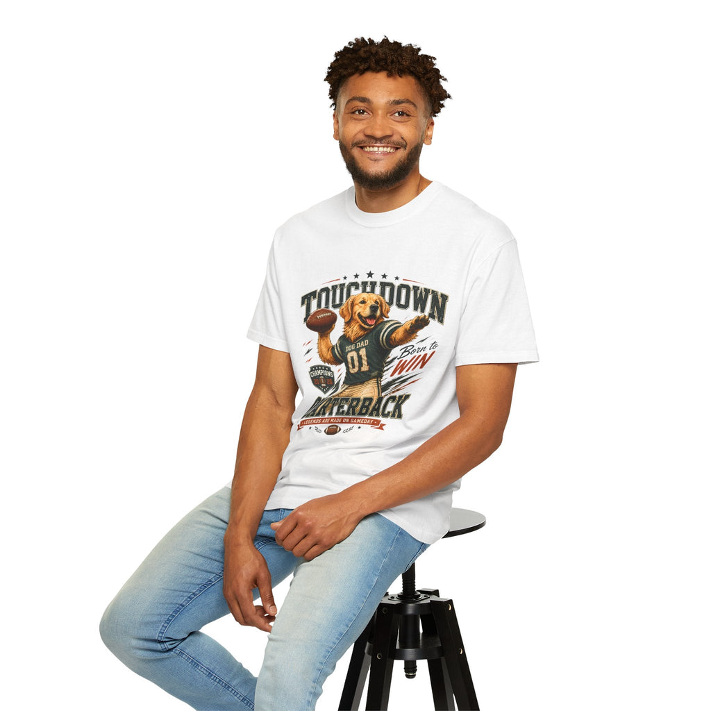 Touchdown Quarterback T-Shirt — Cute Golden Retriever Football Tee (Born to Win) Printify