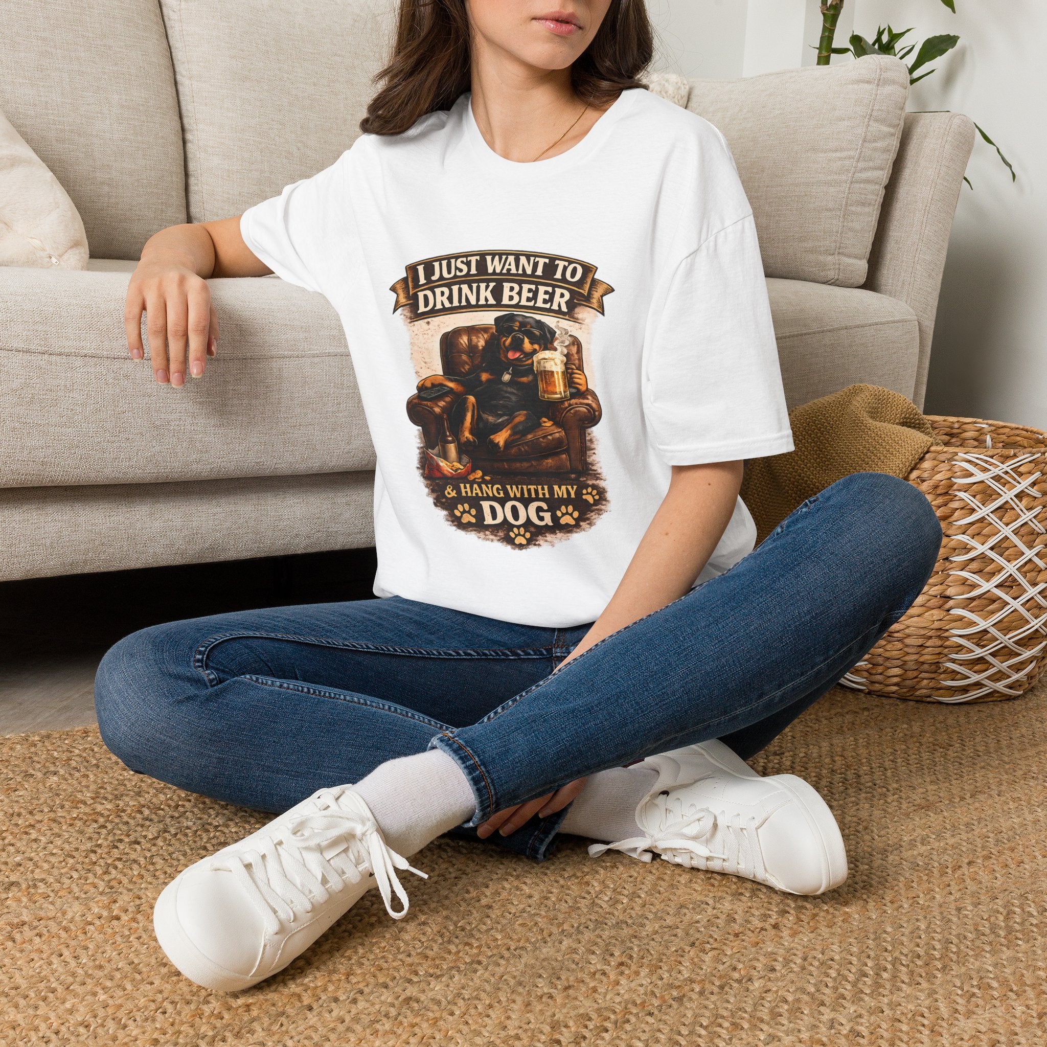 Beer & Dog T-Shirt — "I Just Want to Drink Beer & Hang With My Dog" Graphic Tee