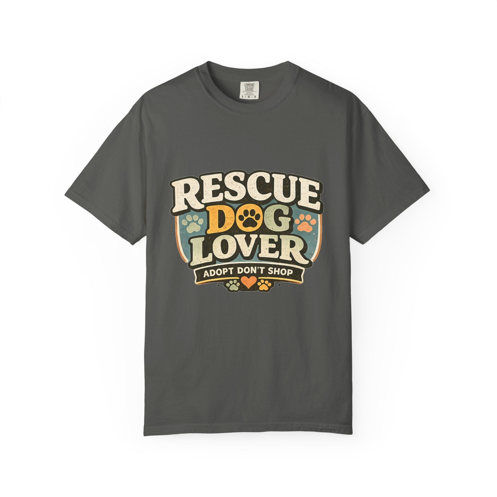 Rescue Dog Lover T-Shirt — "Adopt Don't Shop" Paw Print Tee Printify