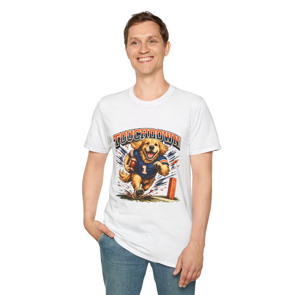 Touchdown! Golden Retriever Football T-Shirt Printify