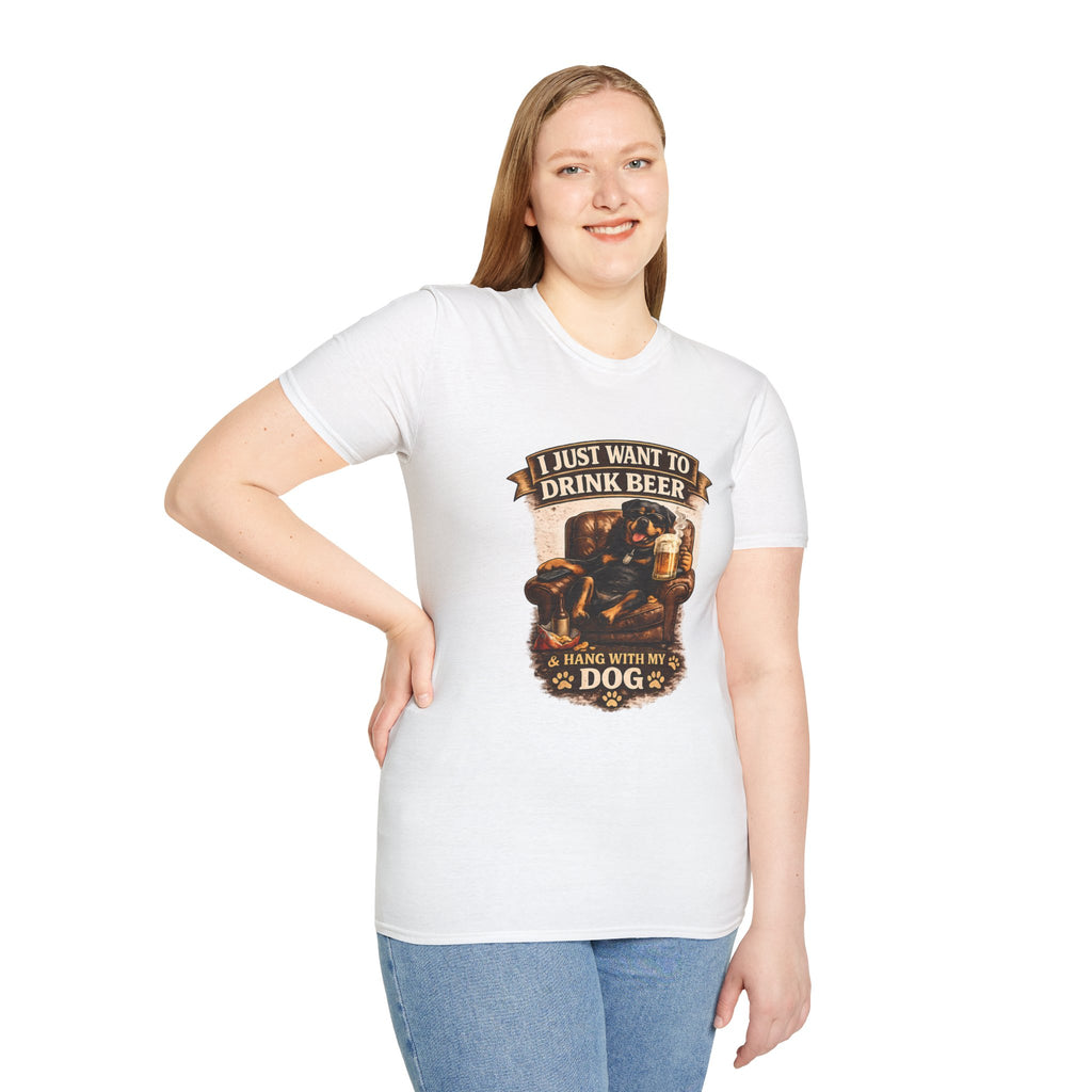 Beer & Dog T-Shirt — "I Just Want to Drink Beer & Hang With My Dog" Graphic Tee