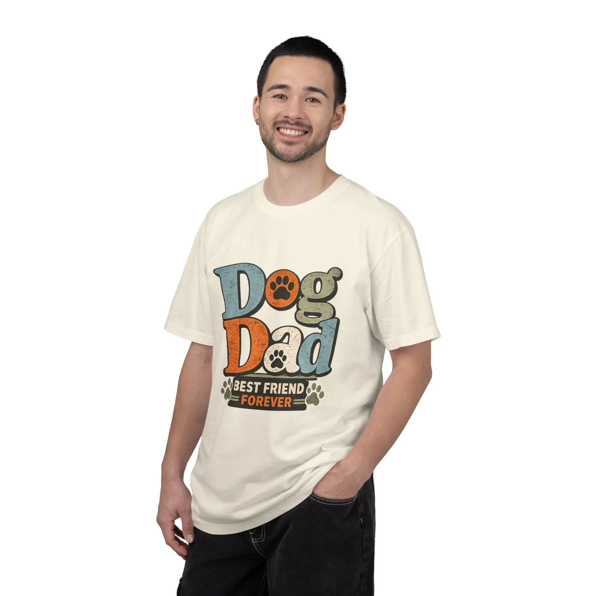 Dog Dad T-Shirt — "Best Friend Forever" Vintage Paw Print Tee Printify