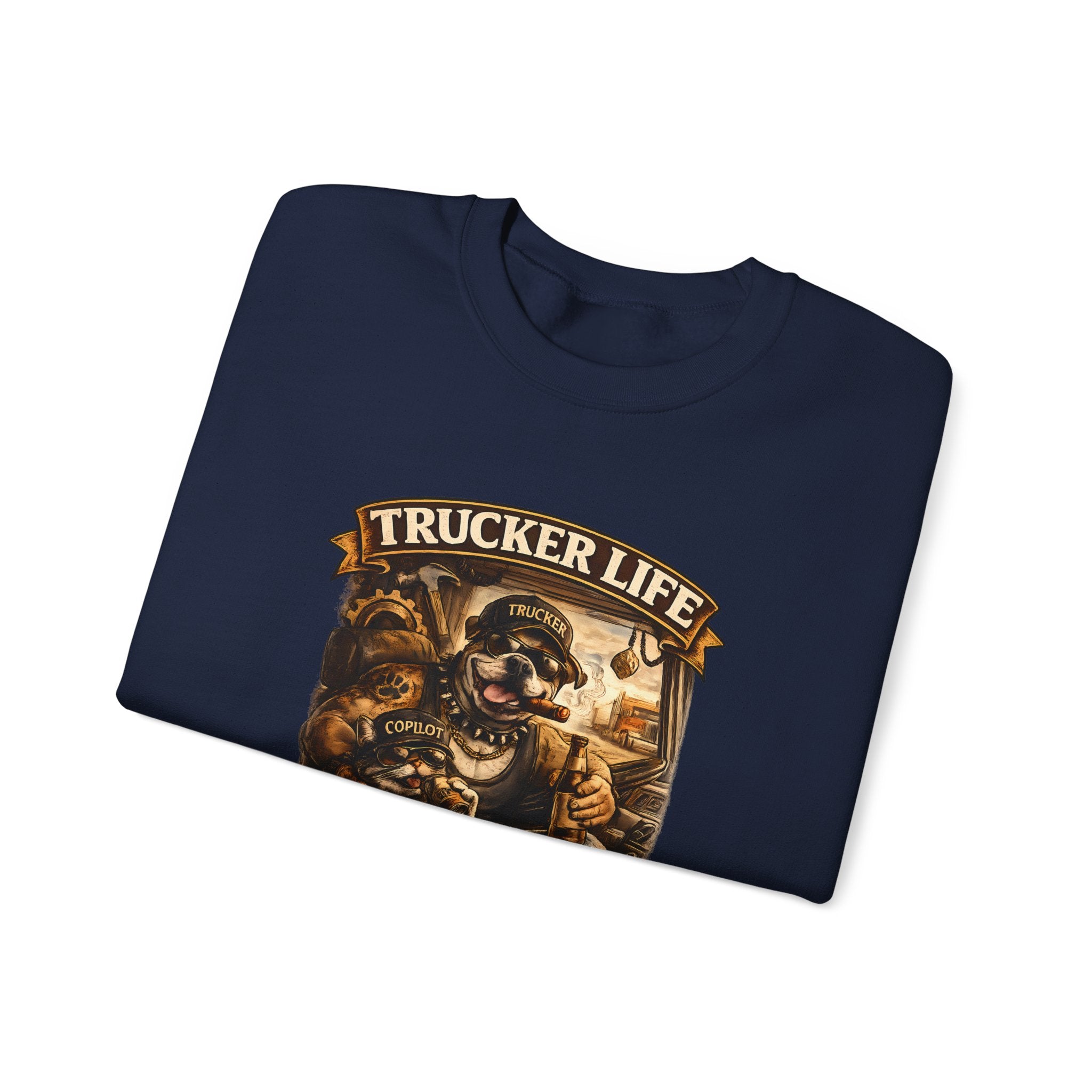 Trucker Life Crewneck Sweatshirt – "Love My Freedom" Vintage Trucker Graphic