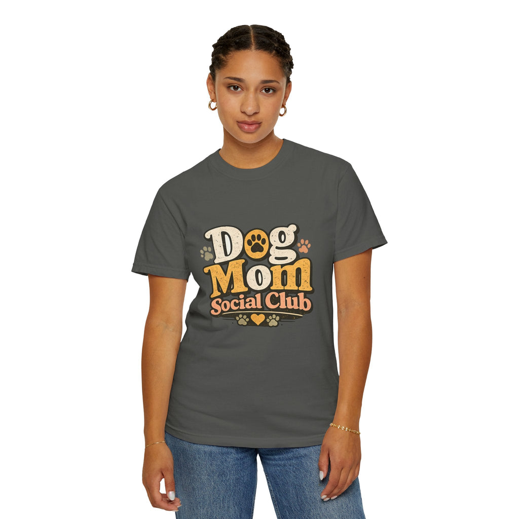 Dog Mom Social Club T-Shirt — Cute Paw Print Graphic Tee for Dog Lovers Printify