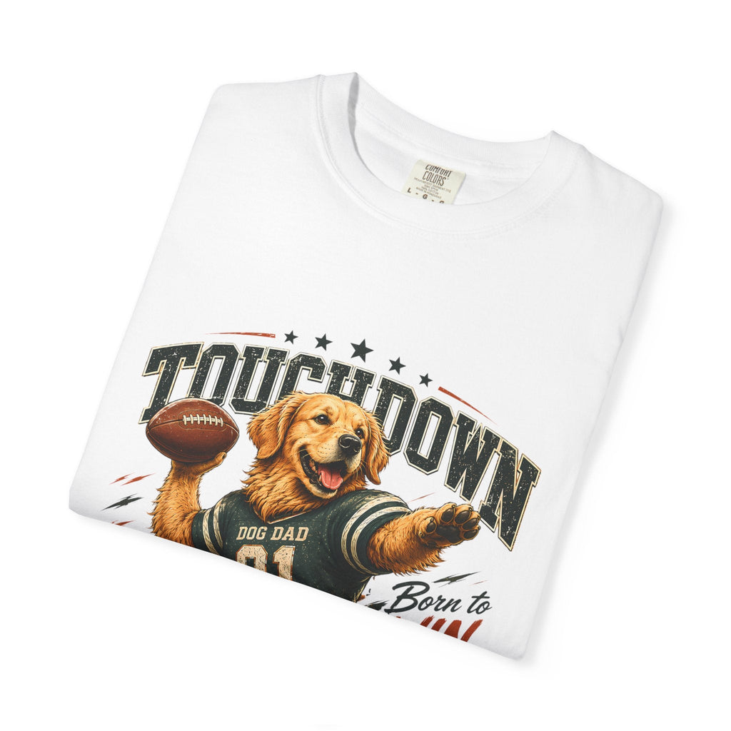 Touchdown Quarterback T-Shirt — Cute Golden Retriever Football Tee (Born to Win) Printify