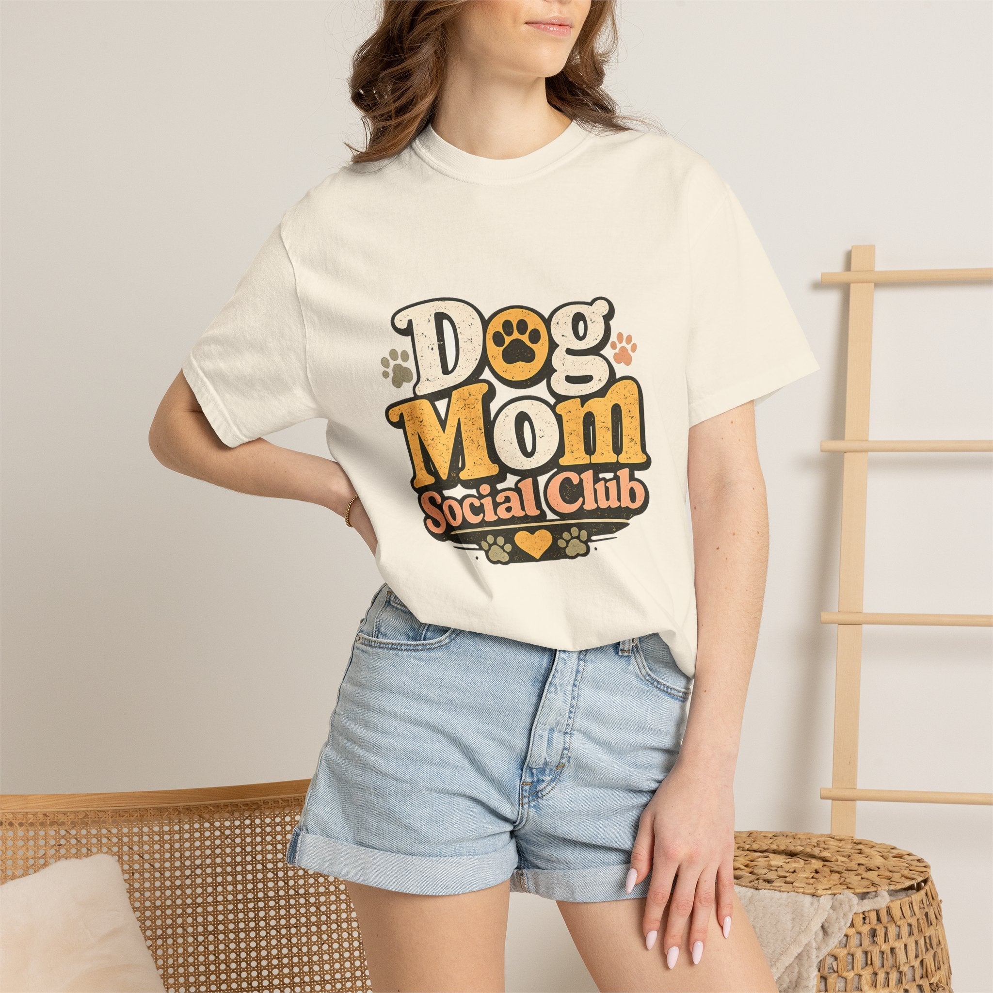 Dog Mom Social Club T-Shirt — Cute Paw Print Graphic Tee for Dog Lovers Printify