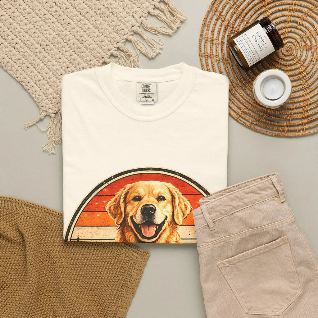 Golden Retriever Dad T-Shirt — Vintage Paw Print Dog Dad Tee Printify