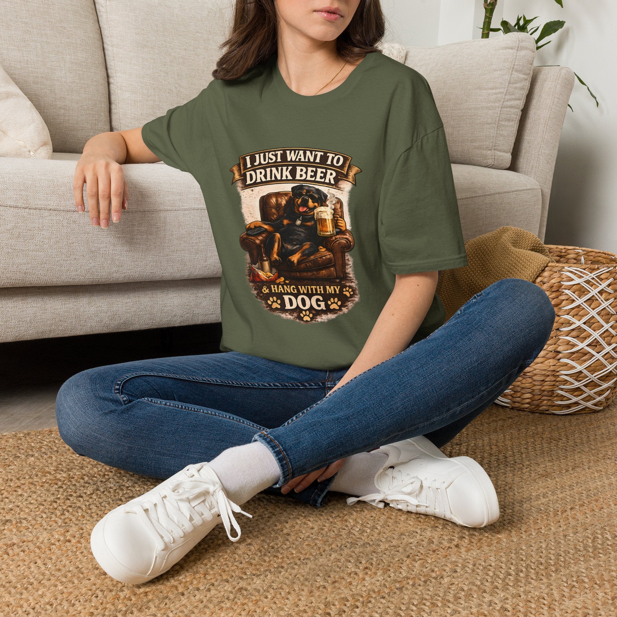Beer & Dog T-Shirt — "I Just Want to Drink Beer & Hang With My Dog" Graphic Tee