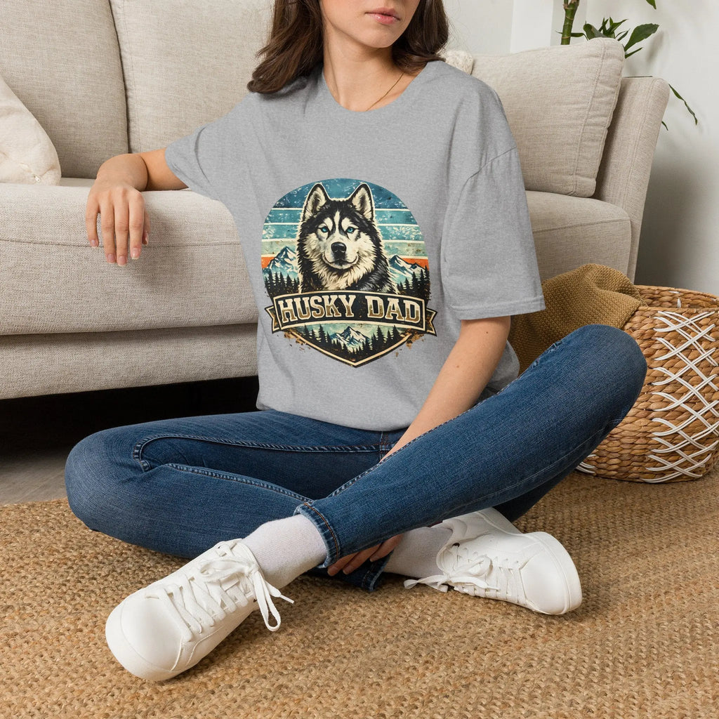 Husky Dad T-Shirt — Retro Siberian Husky Graphic Tee for Dog Lovers