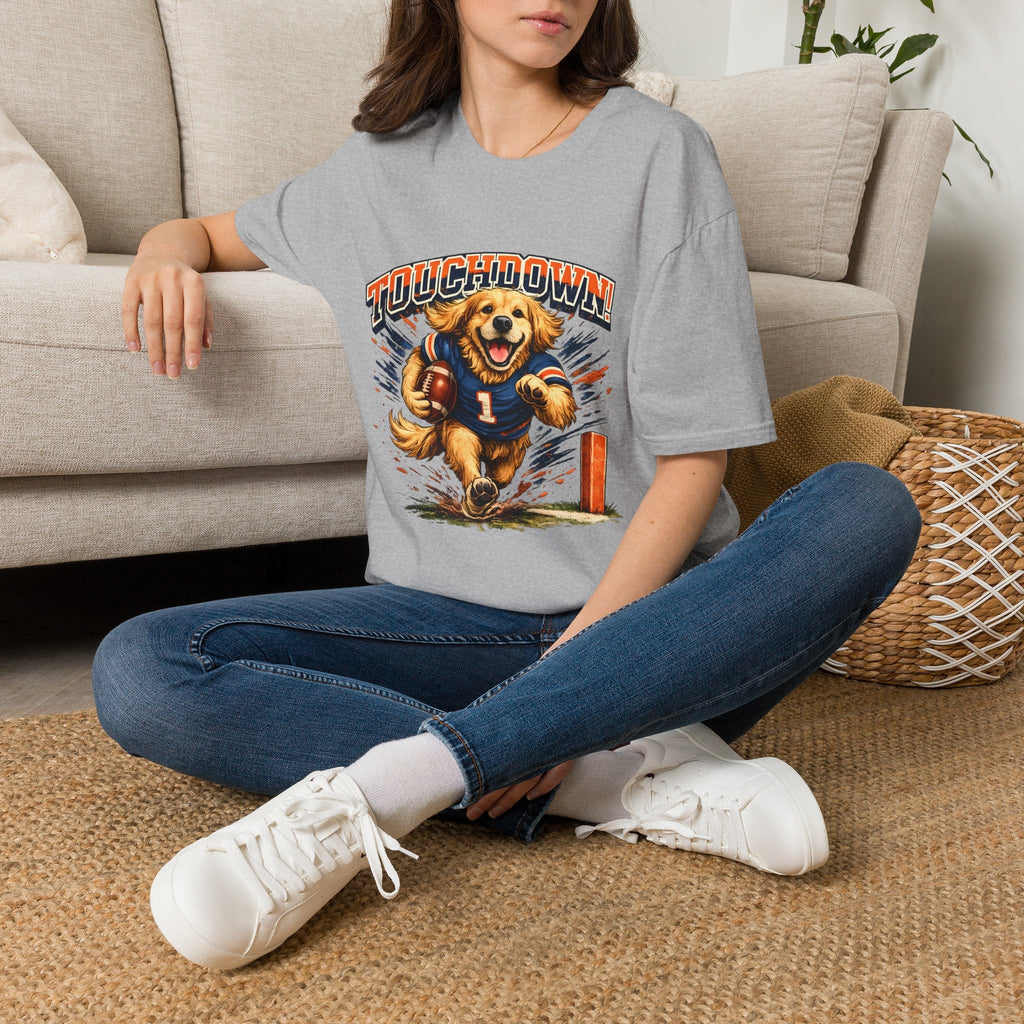 Touchdown! Golden Retriever Football T-Shirt Printify