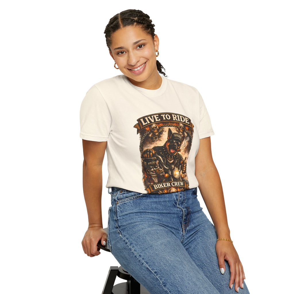 Live to Ride Biker Crew T-Shirt - Motorcycle Club Graphic Tee