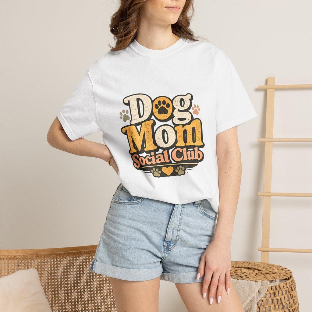 Dog Mom Social Club T-Shirt — Cute Paw Print Graphic Tee for Dog Lovers Printify