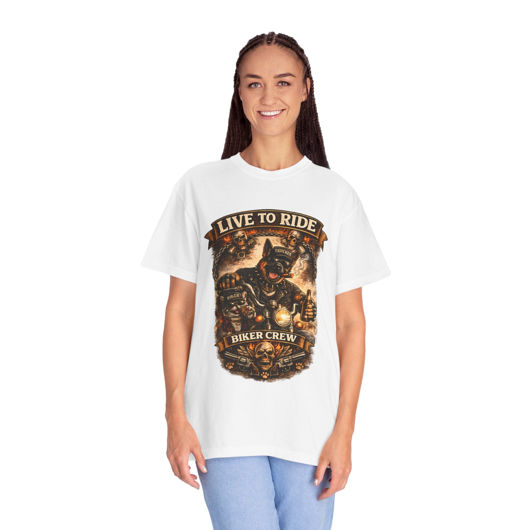 Live to Ride Biker Crew T-Shirt - Motorcycle Club Graphic Tee
