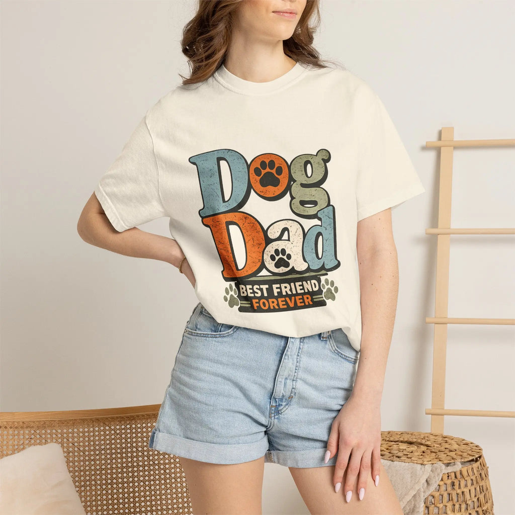 Dog Dad T-Shirt — "Best Friend Forever" Vintage Paw Print Tee Printify