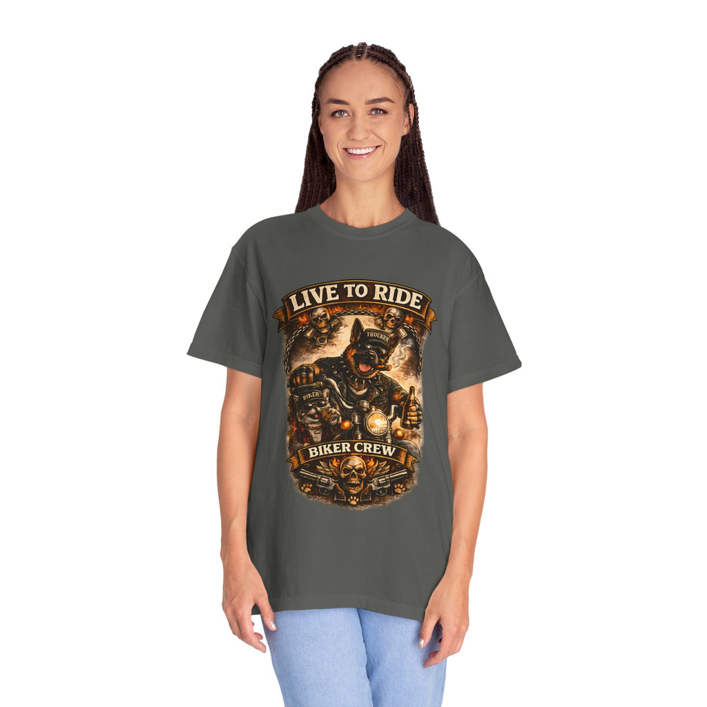 Live to Ride Biker Crew T-Shirt - Motorcycle Club Graphic Tee