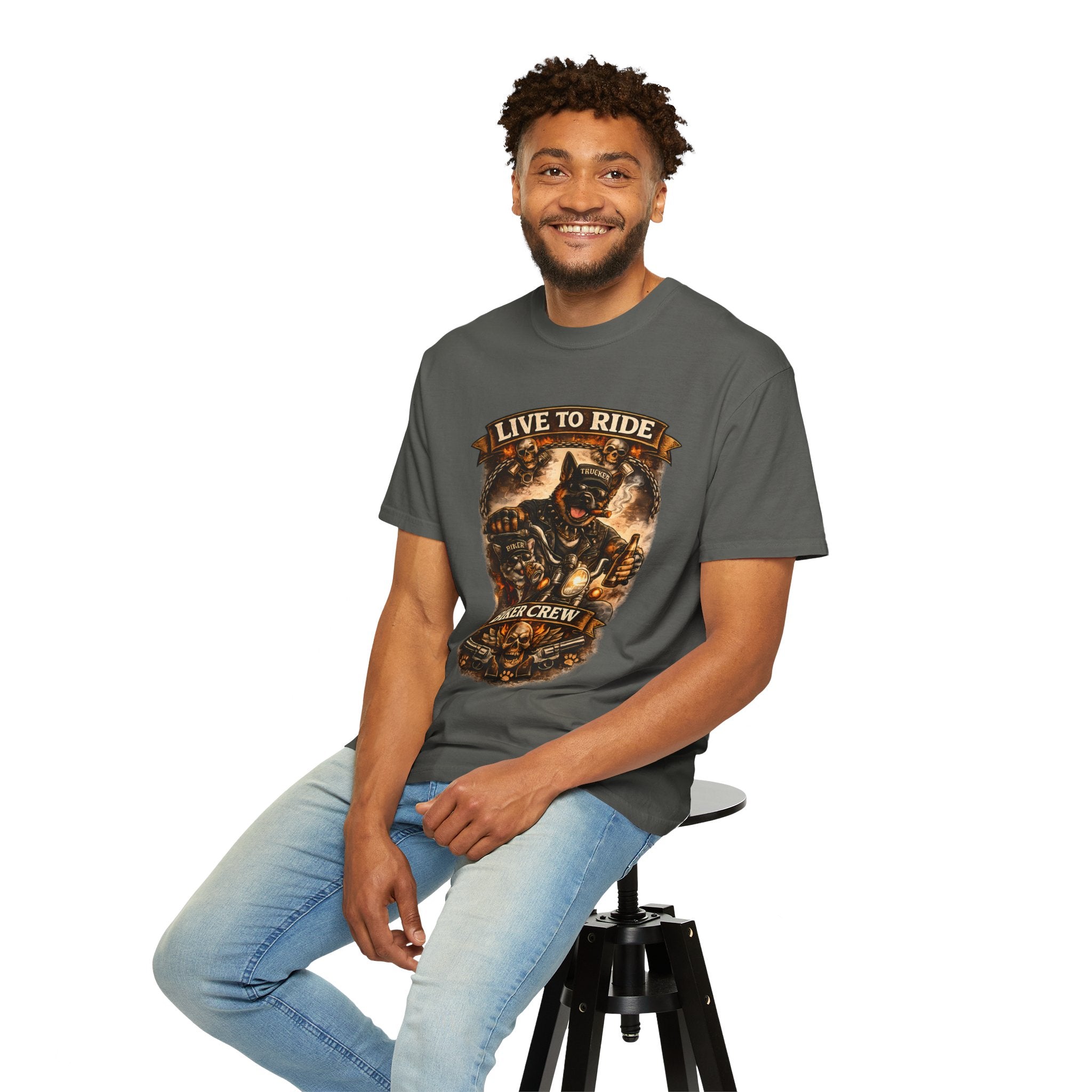 Live to Ride Biker Crew T-Shirt - Motorcycle Club Graphic Tee