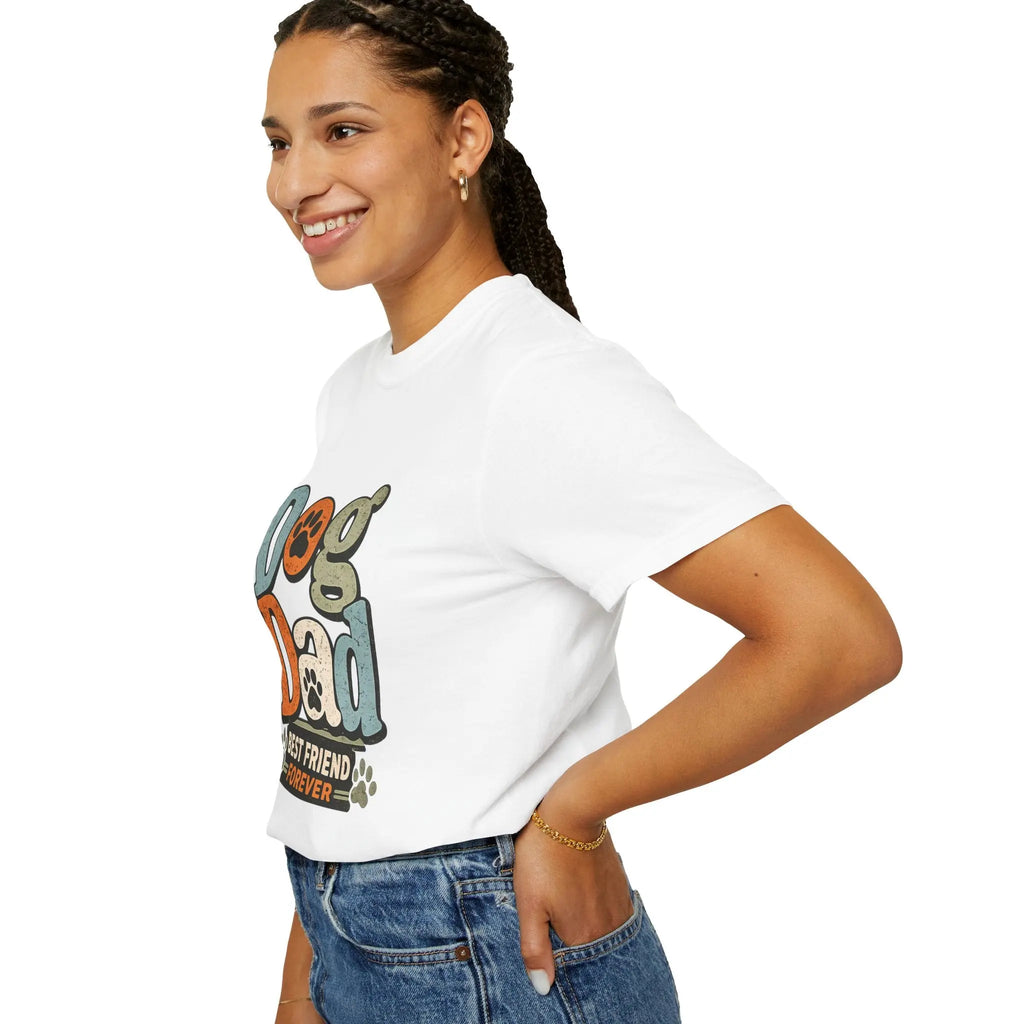 Dog Dad T-Shirt — "Best Friend Forever" Vintage Paw Print Tee Printify