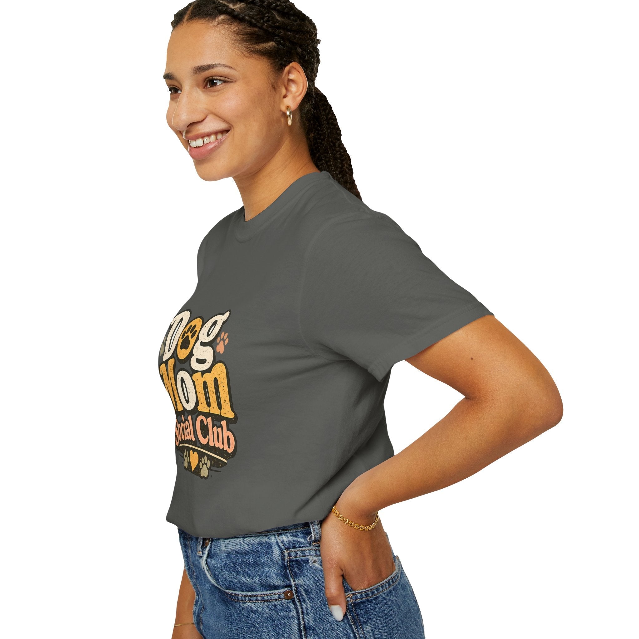 Dog Mom Social Club T-Shirt — Cute Paw Print Graphic Tee for Dog Lovers Printify