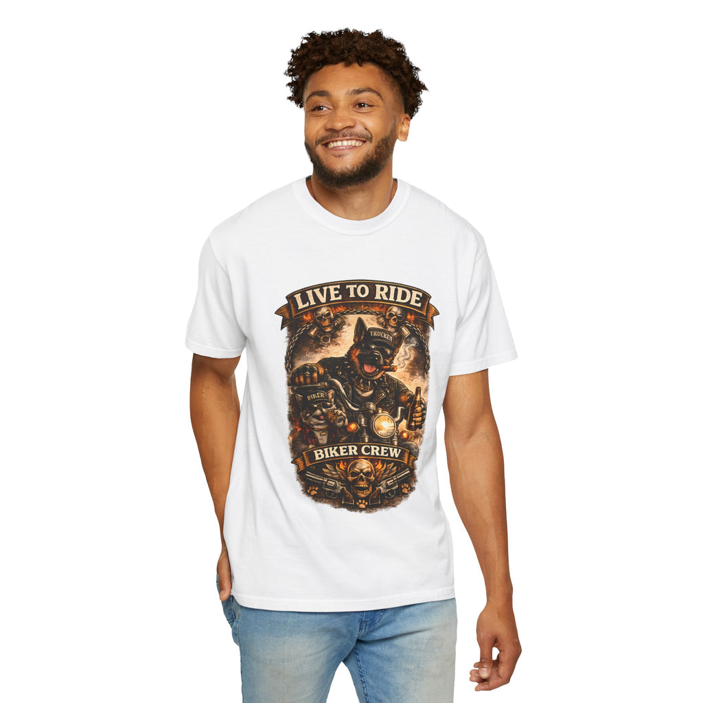 Live to Ride Biker Crew T-Shirt - Motorcycle Club Graphic Tee