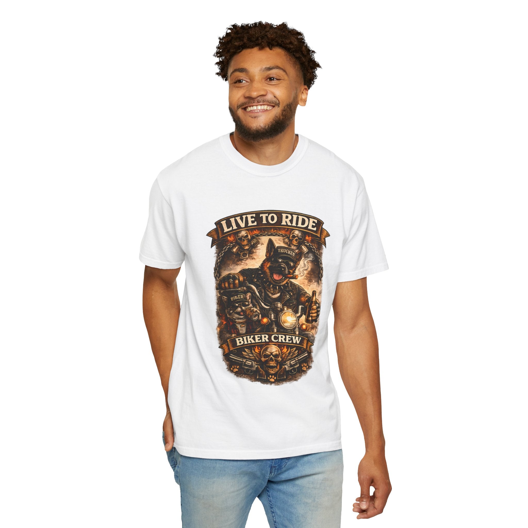 Live to Ride Biker Crew T-Shirt - Motorcycle Club Graphic Tee