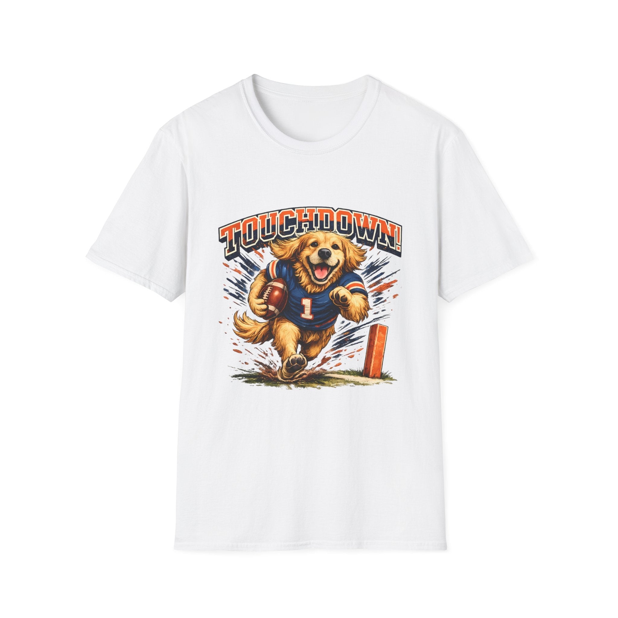 Touchdown! Golden Retriever Football T-Shirt Printify