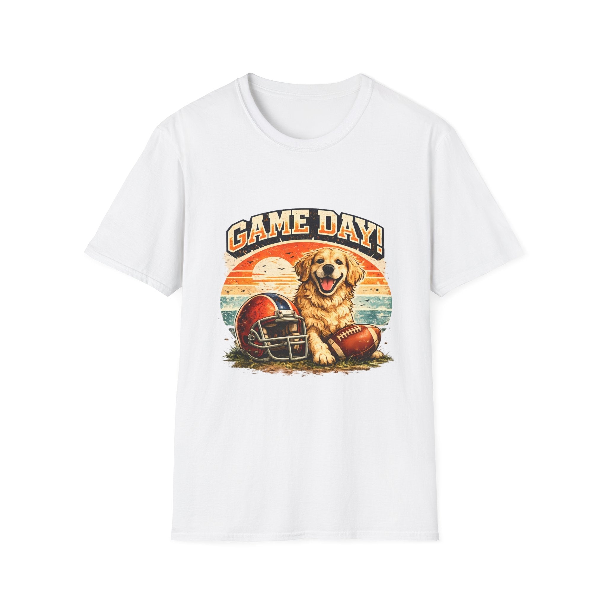 Game Day T-Shirt — Retro Golden Retriever Football Tee Printify