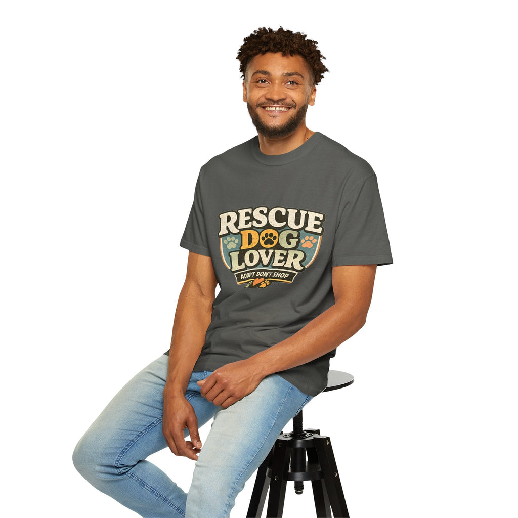 Rescue Dog Lover T-Shirt — "Adopt Don't Shop" Paw Print Tee Printify
