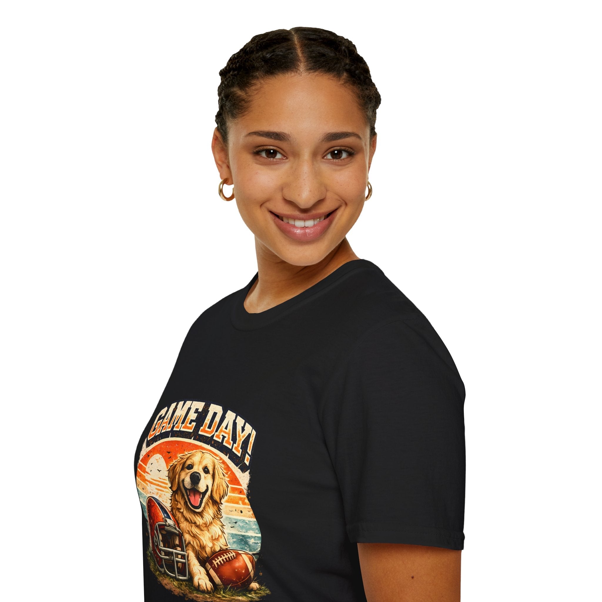 Game Day T-Shirt — Retro Golden Retriever Football Tee Printify