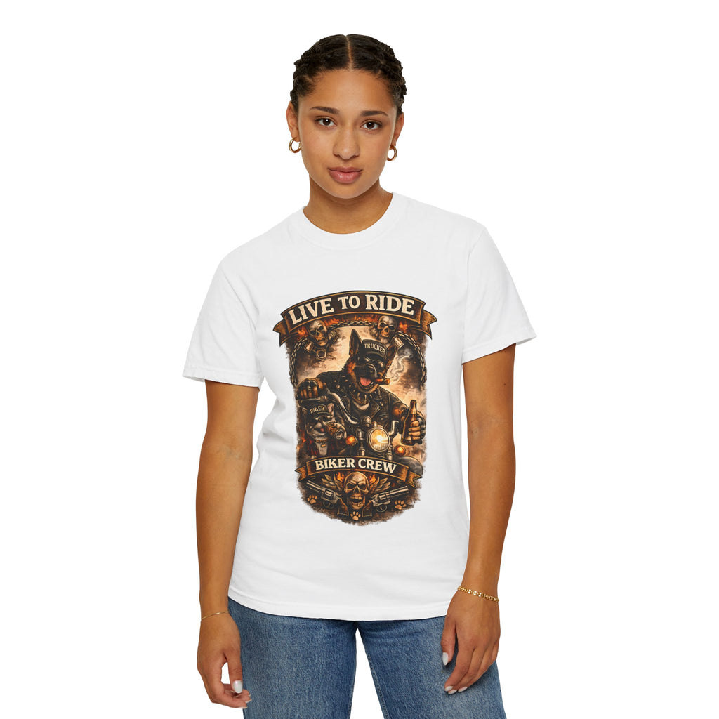 Live to Ride Biker Crew T-Shirt - Motorcycle Club Graphic Tee