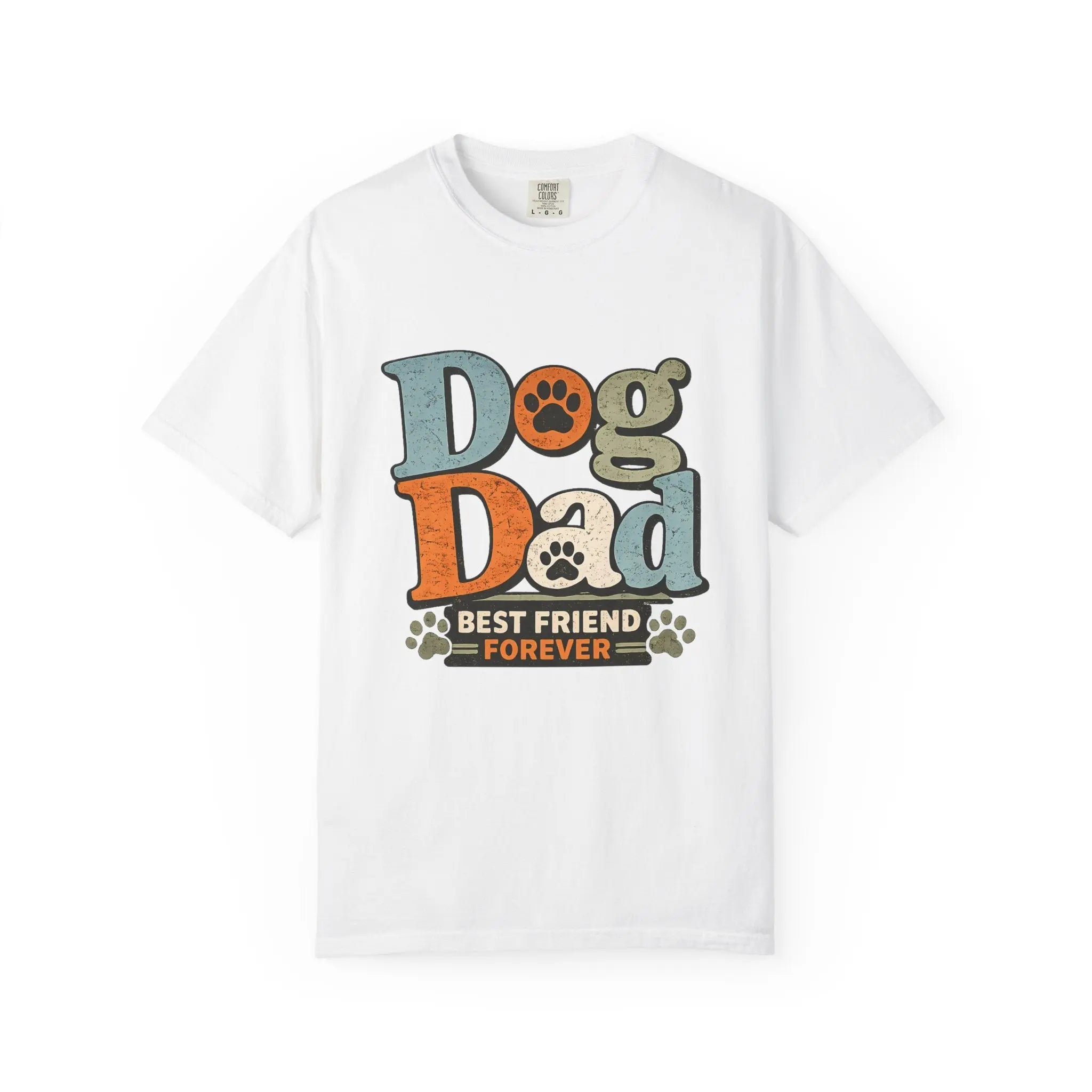 Dog Dad T-Shirt — "Best Friend Forever" Vintage Paw Print Tee Printify