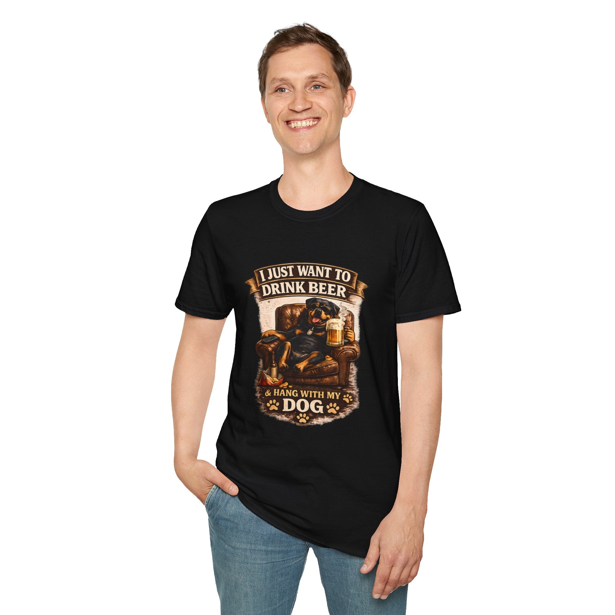 Beer & Dog T-Shirt — "I Just Want to Drink Beer & Hang With My Dog" Graphic Tee