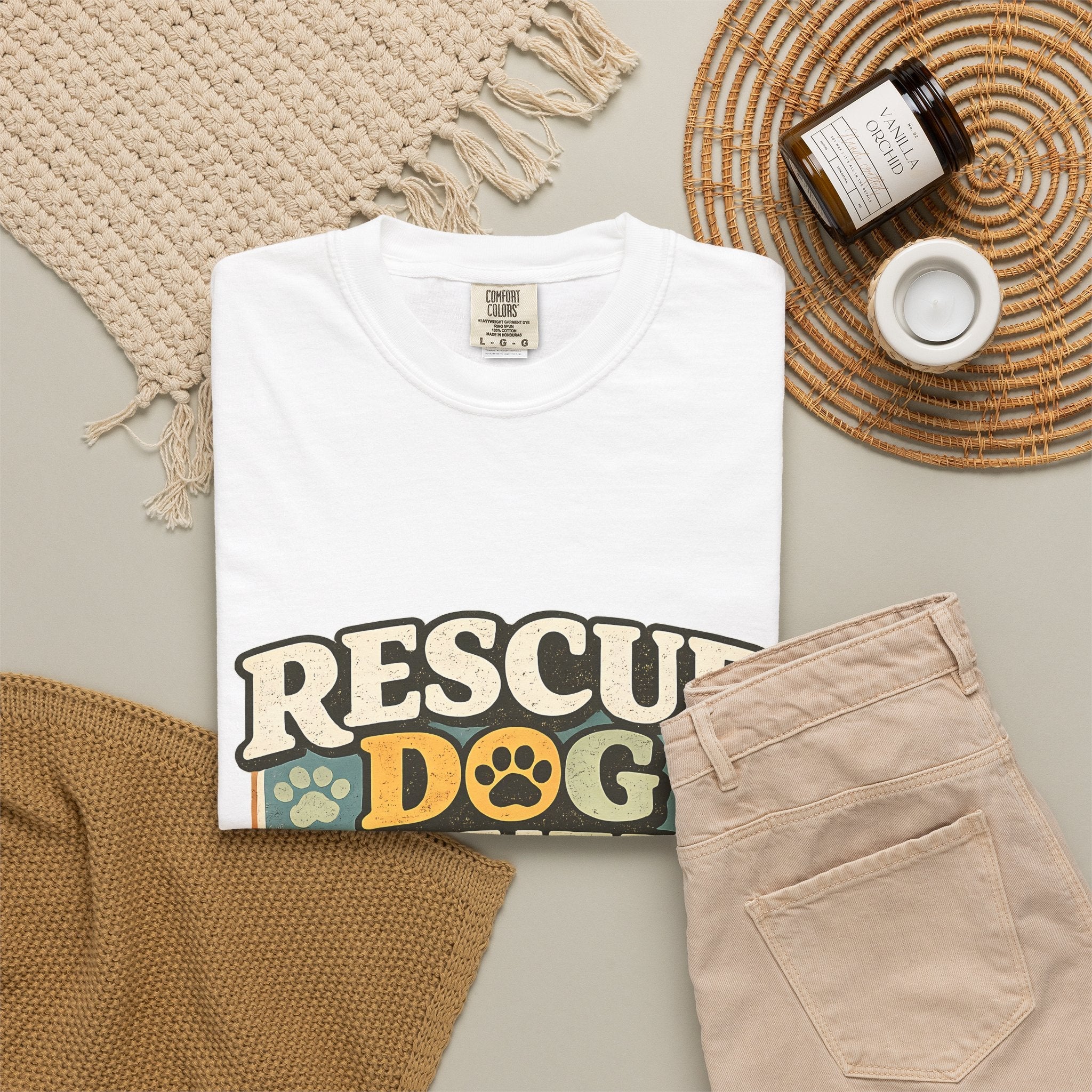Rescue Dog Lover T-Shirt — "Adopt Don't Shop" Paw Print Tee Printify