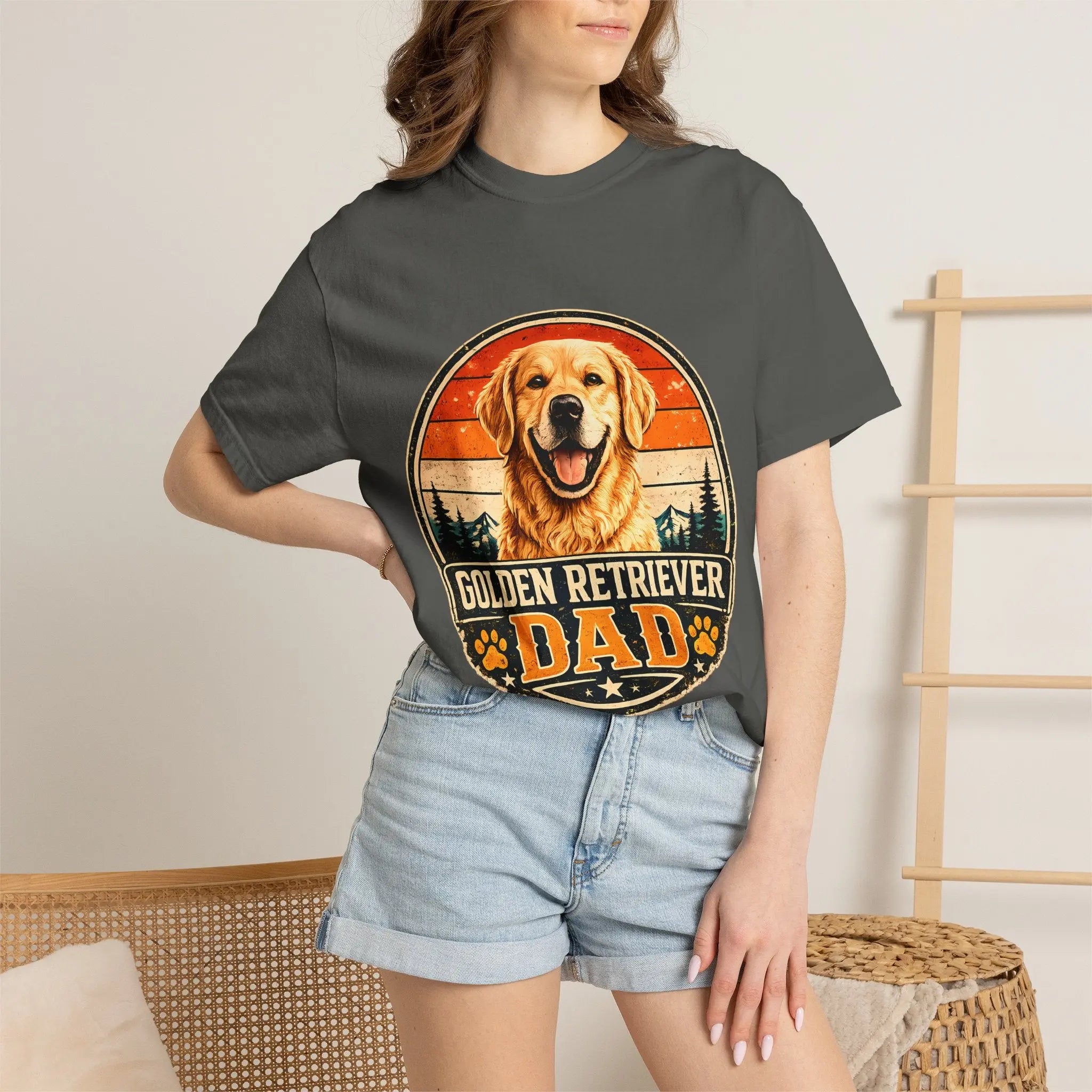 Golden Retriever Dad T-Shirt — Vintage Paw Print Dog Dad Tee